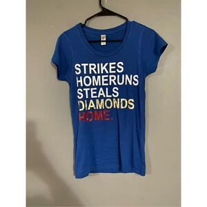 Alternative Apparel Blue Baseball Short Sleeve Shirt Size Small
